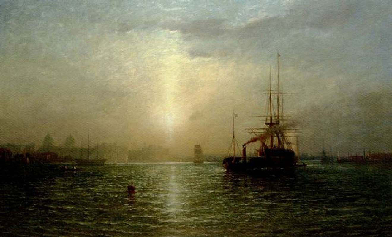 Evening on the Thames a view of Greenwich hospital